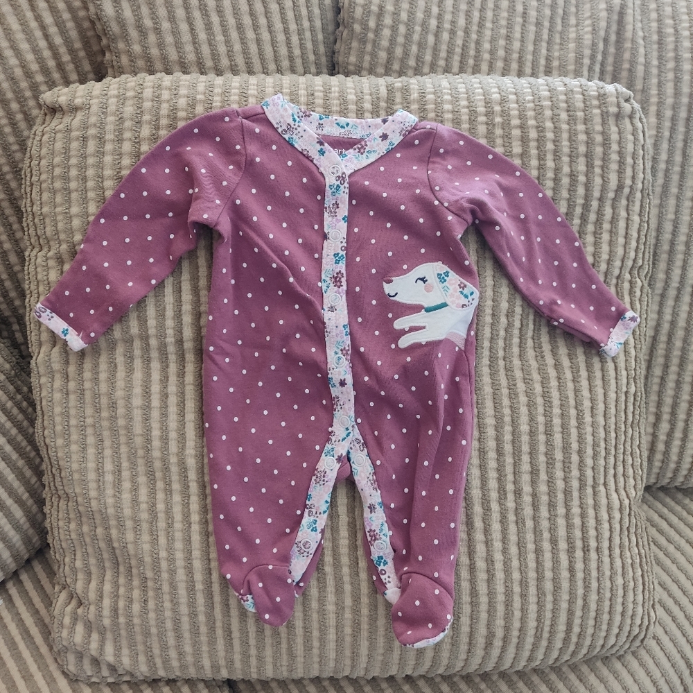 NWOT Carter's Purple Polka Dot Babies One Piece Pajama Newborn